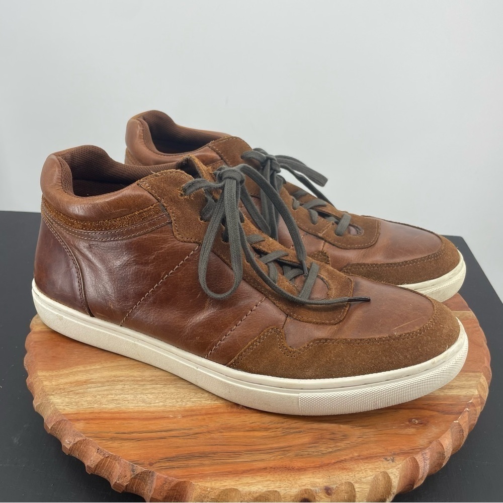 Four Brothers Mid Top Sneaker Sz 12 cognac brown leather k85191